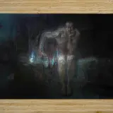 Franz von Stuck's Lucifer, a pale, ethereal figure, emerges from darkness, holding a glowing orb.
