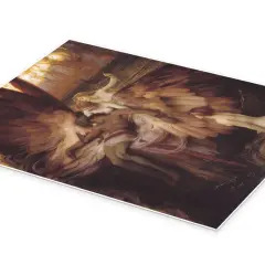 The lament for Icarus: a fallen youth is cradled by winged figures, his dreams of flight tragically ended.