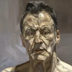 A striking portrait of Sigmund Freud, his face rendered with bold brushstrokes and dramatic chiaroscuro, revealing the depth of his psychological insights.
