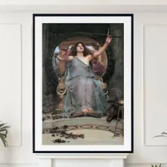 Circe, a sorceress, offers a cup to Ulysses, her gaze alluring as she holds a wand. A boar lies at her feet.