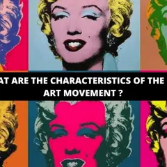Six colorful, pop art simple portraits of Marilyn Monroe, with text asking about the characteristics of the pop art movement.