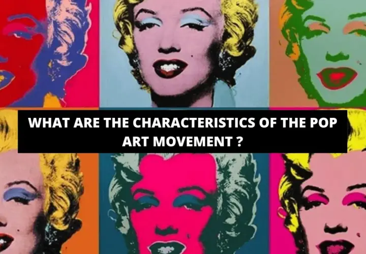 Six colorful, pop art simple portraits of Marilyn Monroe, with text asking about the characteristics of the pop art movement.