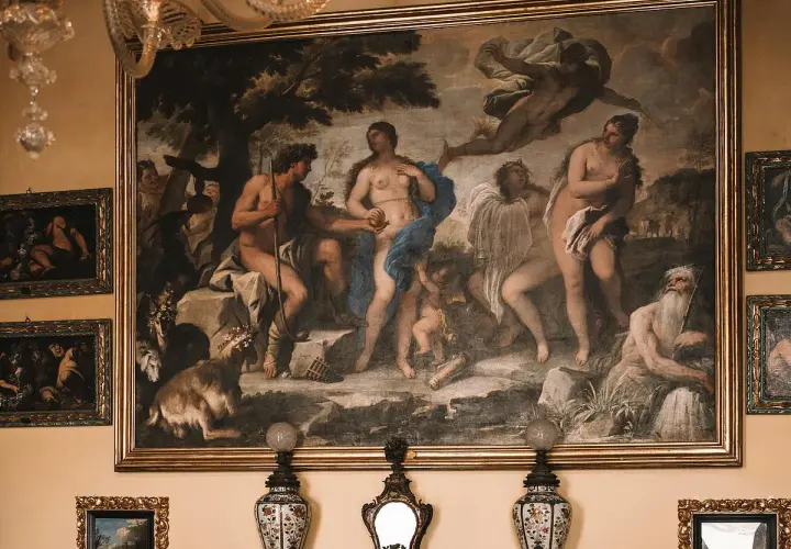Renaissance artists used new techniques like chiaroscuro to create depth in this mythological scene with figures and a goat.