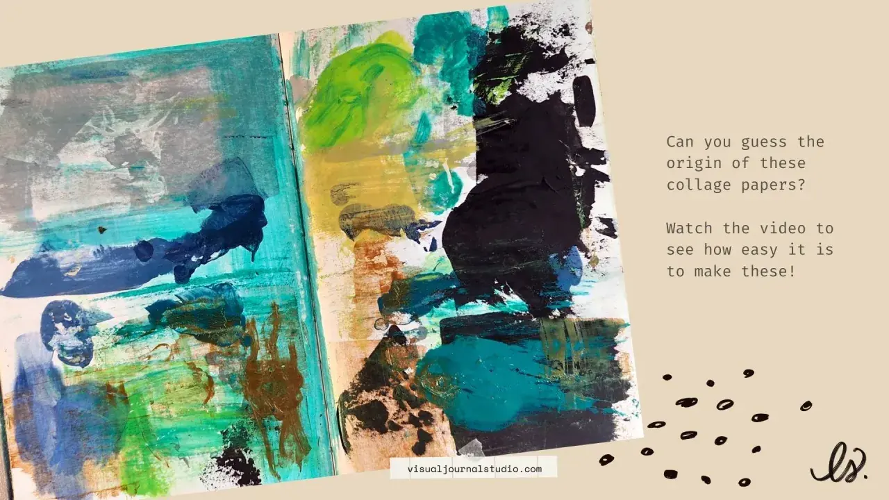 Vibrant paper collage art with bold strokes of blue, green, and black. Discover how easy it is to create these unique collage papers!