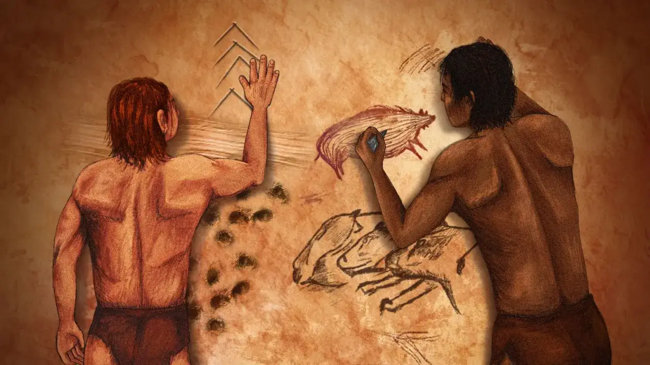 Cavemen depict animals on a wall. Why was drawing so important early on in history? Perhaps for storytelling, hunting magic, or recording events.